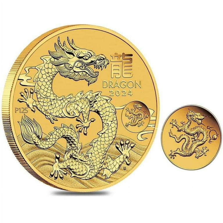 Perth Mint Gold Lunar Dragon 1 oz 2024 BU with Dragon Privy
