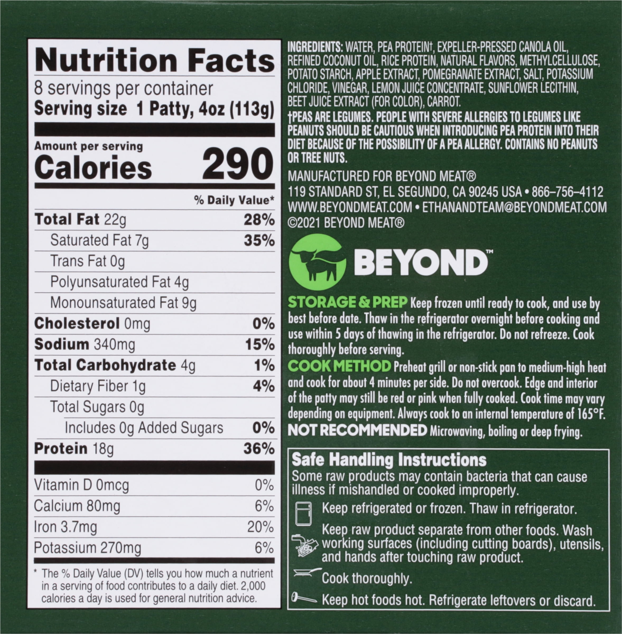 Beyond Meat Cookout Classic Plant-Based Burger Patties, 8 Ct, 2lb (Frozen)