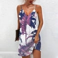 thumbnail image 2 of Wycnly Dresses for Women 2024 Summer Sleeveless V-Neck Feather Print Casual Short Sundress Beach Slim Spaghetti Strap Tunic Mini Sun Dresses Pink m Under $5, 2 of 5