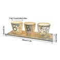 thumbnail image 3 of Xihbxyly Juego de Candelabros de Geometría Europea, Diseño Moderno de Hierro, Bandeja de Metal Negro y Madera, Ideal para Salas de Estar y Cafeterías, Decoración para Bodas, Juego de 3 Piezas, Sin Ve, 3 of 4