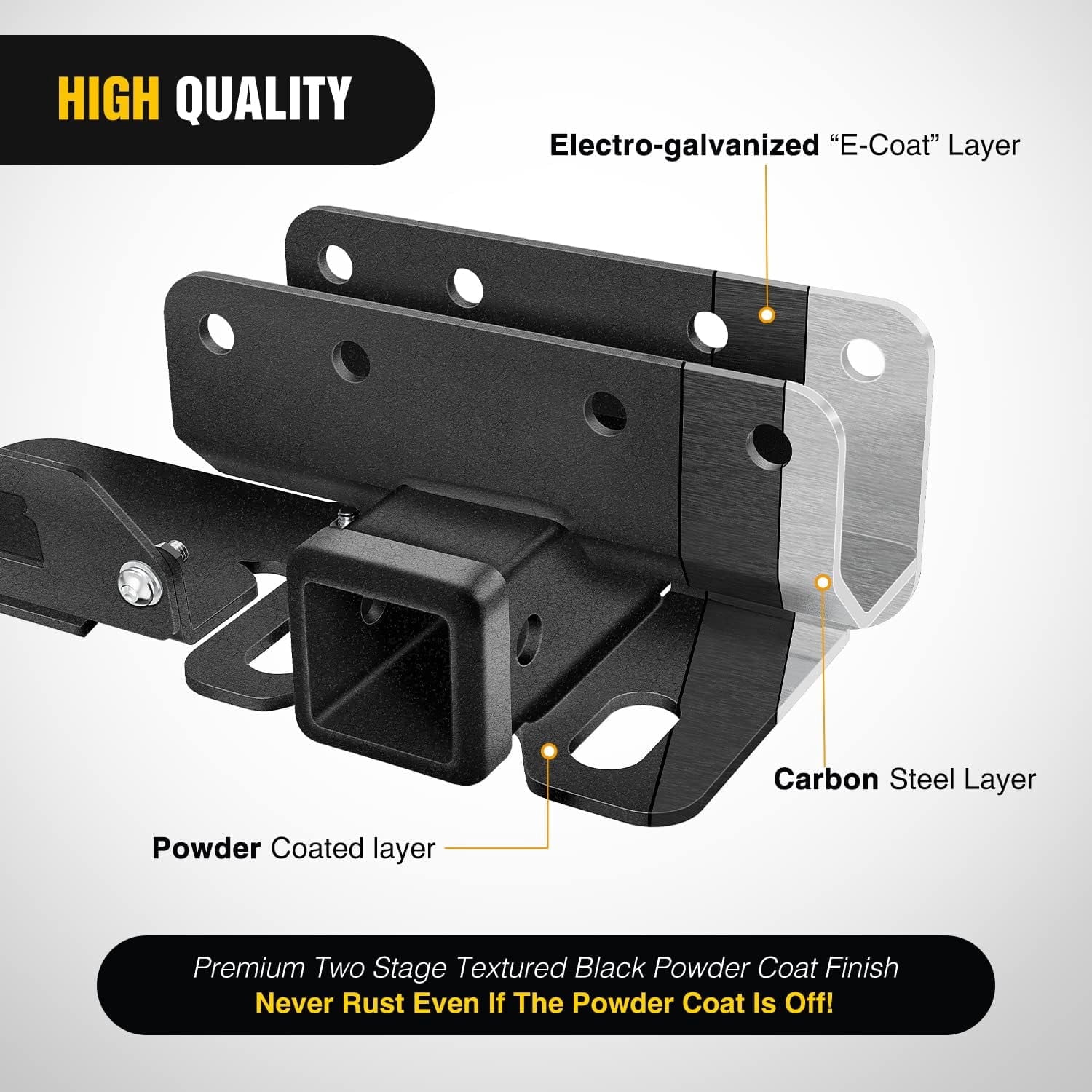 for Ford Bronco Tow Hitch Trailer Kit Compatible for 2021 2022 2023 2024 Ford Bronco 2 Door & 4 Door 2inch Rear Trailer Hitch Receiver Kit with Cover, Rear Bumper Towing Hook & Black Hitch Cover Kit
