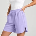 thumbnail image 6 of Women's Solid Color Elastic Waist Shorts With Pockets, Polyester Casual Athletic Fit, Comfortable Stretchy Fabric, Everyday Summer Beach Outdoor Activewear, Womens | VerBelle,Purple S, 6 of 8