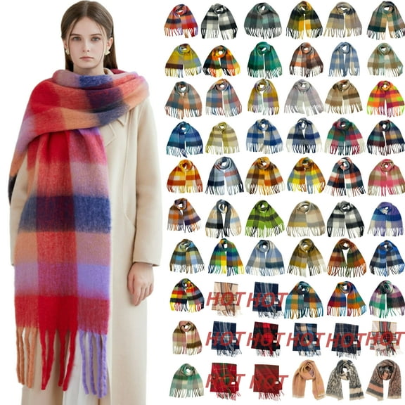 Vibrex Plaid Scarf for Women Christmas Checkered Scarf for Women's Red Black Buffalo Plaid Scarf for Women, Soft Flannel Winter Christmas Scarves, Cozy Blanket Scarf Winter Accessories for Women