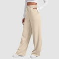 thumbnail image 5 of Hauaitttt Women ’s Lined Sweatpants Wide Straight Leg Pants Bottom Sweatpants Joggers Pants Workout High Waisted Yoga Pants with Pockets Tan Sweatpants Women Sweatpants Women Casual Pants for Women, 5 of 8