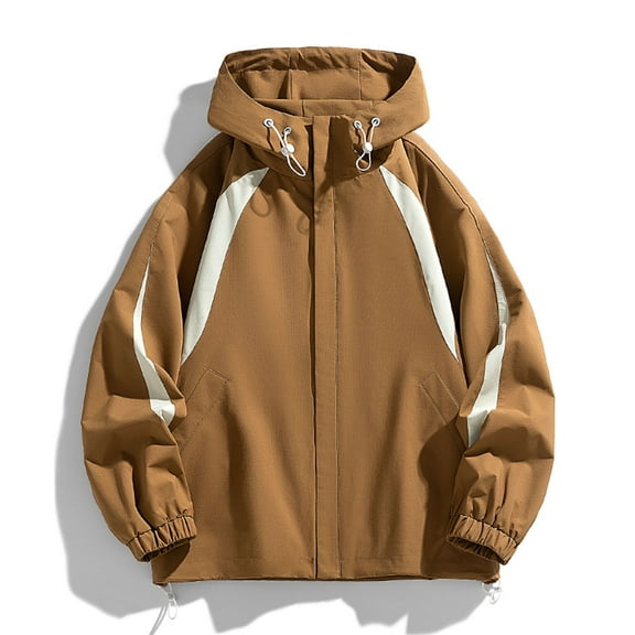 Pejock Men's Hooded Slim Fit Jacket with Drawstring, Lightweight Polyester Coat for Outdoor Activewear, Zip Pocket Casual Windbreaker
