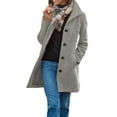 thumbnail image 2 of Women's Long Coats Single Breasted Pea Coat Winter Casual Blazer Jacket Trench Coat Light Gray XL, 2 of 9