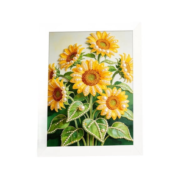 Sunflower Pearl Special Shape Diamond Art Kits for Adults 3D Diamond Pearl Painting, For Beginner, Special Shape Pearl Gem Crafts, DIY Dots Painting, Home Wall Decor 6.69*4.72in