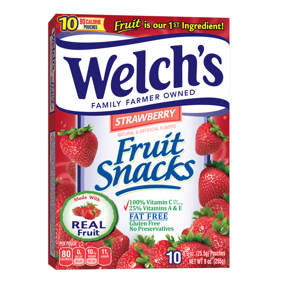 Welch's Strawberry Fruit Snacks, 0.9 oz, 10 Count