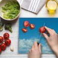 thumbnail image 3 of Landscape Cutting Board, Vast Cloudy Sky Scenics Windy Weather Calming View Panoramic Scenery Picture, Decorative Tempered Glass Cutting and Serving Board, Large Size, Blue White, by Ambesonne, 3 of 5