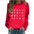 thumbnail image 2 of Women's Fall/Winter Warm Valentine‘s Day Print Color Blocked Loose Crewneck Pullover Hoodless Sweatshirt, 2 of 4