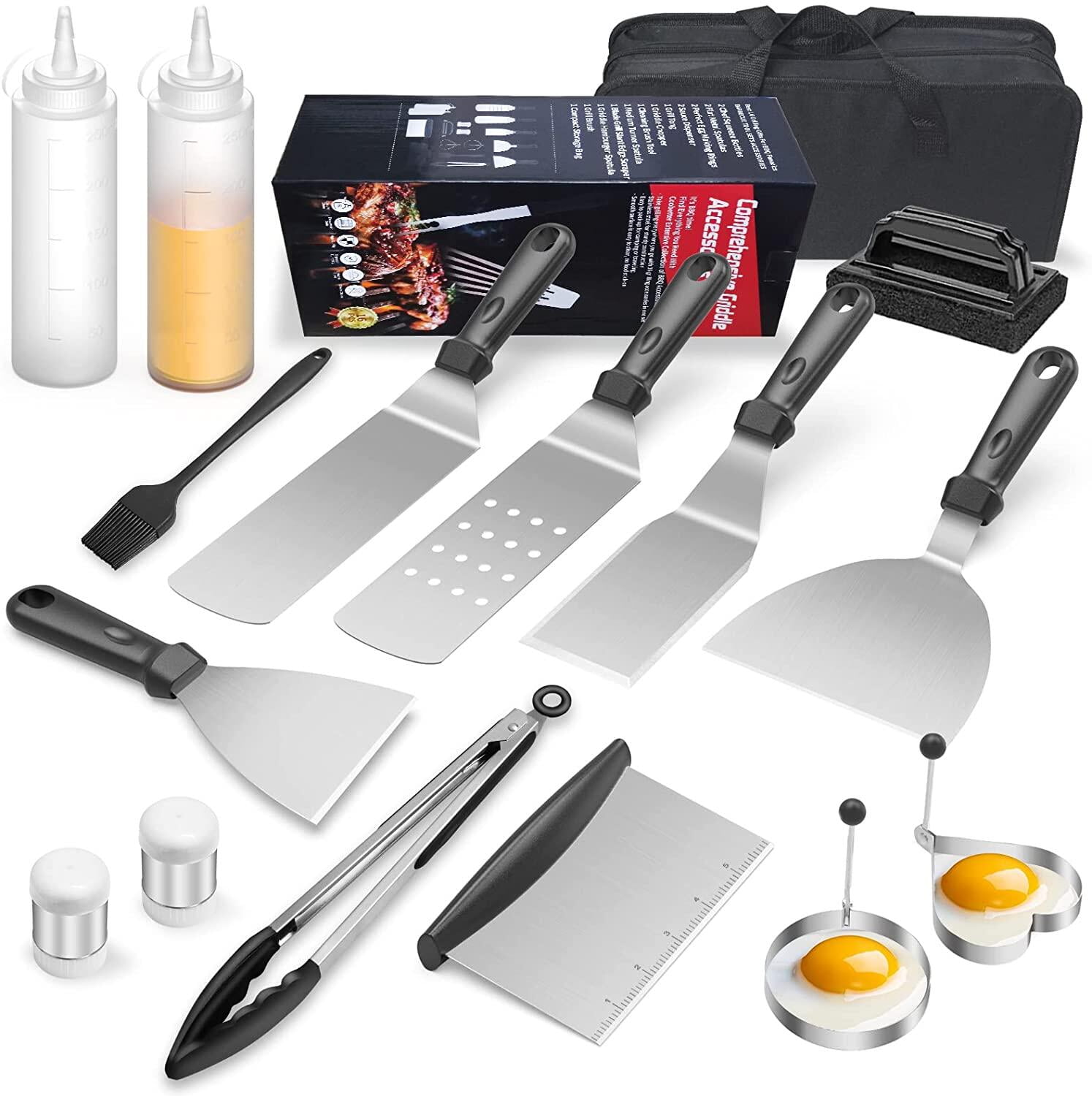 BBQ Accessories 16PC Grill Set 16PCs Silver Barbecue Tools Father's Day 
