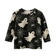 thumbnail image 4 of Abcomgle Halloween Shirts for Kids Girls Spooky Ghost Spider Graphic Tee Shirts for Girls Crewneck 3/4 Sleeve Shirts for Kids Girls Fall Funny Holiday Top for Girls,3-4 Years, 4 of 5