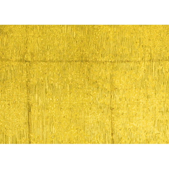 Ahgly Company Machine Washable Indoor Rectangle Abstract Yellow Modern Area Rugs, 6' x 9'