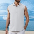 thumbnail image 2 of TANGQIOP Men T-Shirts Short Sleeve Half-Placket Sleeveless Base Layer Undershirts Outdoor Casual Vest Quick Dry Breathable White XL, 2 of 4