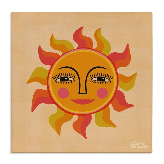 Stupell Industries Retro Boho Sun Landscape & Nature Painting Wrapped Canvas Art Print Wall Art, 17 x 17