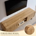 thumbnail image 4 of Aitjunz 65" TV Stand, Modern Media Console with Sliding Doors, Rounded Corners, Adjustable Shelves and Open Storage, Entertainment Center for Living Room, Natural, 4 of 6