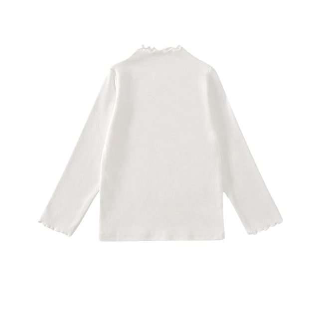 Funicet Chemise Décontractée pour Enfants 1-10 Ans Couleur Unie Dentelle Petit Col Haut Manches Longues Col Rond