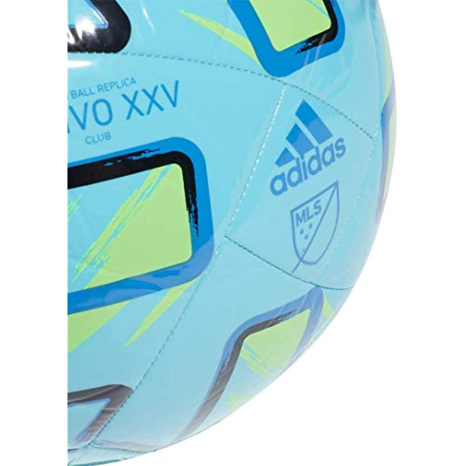adidas MLS Club Soccer Ball, Samba Blue/Solar Green/Black/Glory Blue, 5