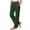 12#Green, variant on Elastic Waist Linen Pants for Women Straight Leg Button Detail Hem Split Multiple Pockets Breathable Solid Summer Casual Cropped Trousers Gray L