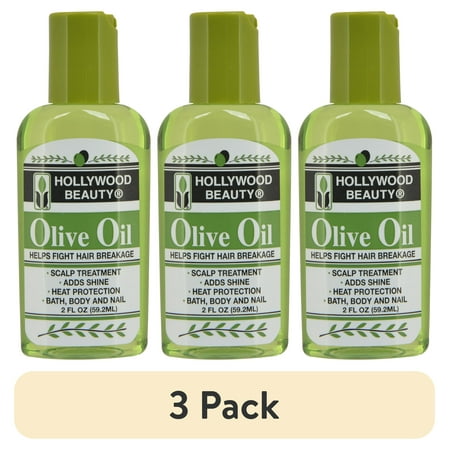 (3 pack) Hollywood Beauty Olive Oil for Hair Scalp and Skin 2 fl oz All Hair Type