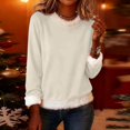 thumbnail image 2 of KHONTS Christmas T Shirts for Women Xmas Crew Neck Trim Tees Casual Loose Sweatshirts Long Sleeve Pullover Tops White XL, 2 of 9