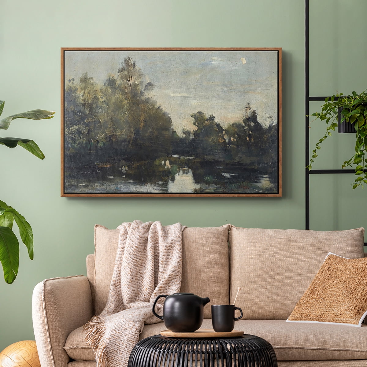 Vintage Landscape-CCCXCV By Wexford Home Framed in Walnut Wood Gallery Wrapped Canvas 17 in. x 25 in.