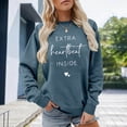 thumbnail image 2 of Letter Print Women's Sweatshirt Extra Heartbeat Inside Long Sleeve Crewneck Regular Fit Spring Basic Pullover, 2 of 5