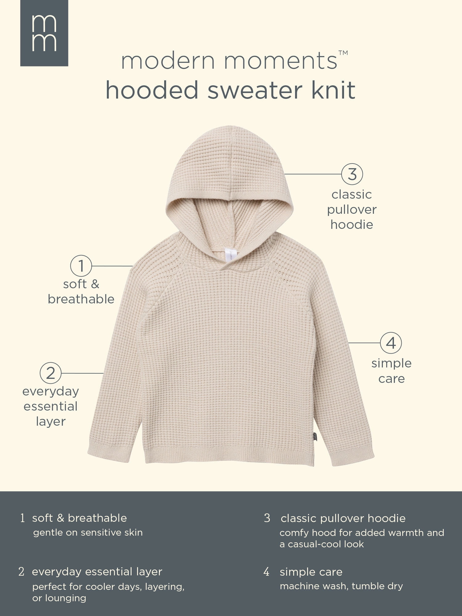 Modern Moments by Gerber Toddler Boy Hooded Sweater Knit, Sizes 12M-5T