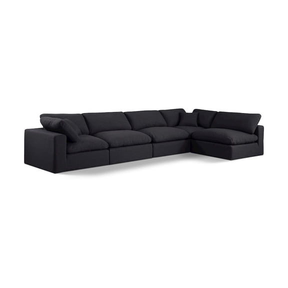 Meridian Furniture Comfy Black Linen Textured Fabric Modular Sectional