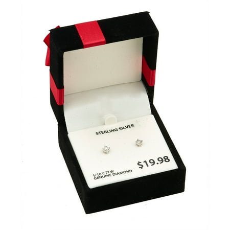 1/10 Carat T.W Diamond Miracle Plate Sterling Silver Stud Earring
