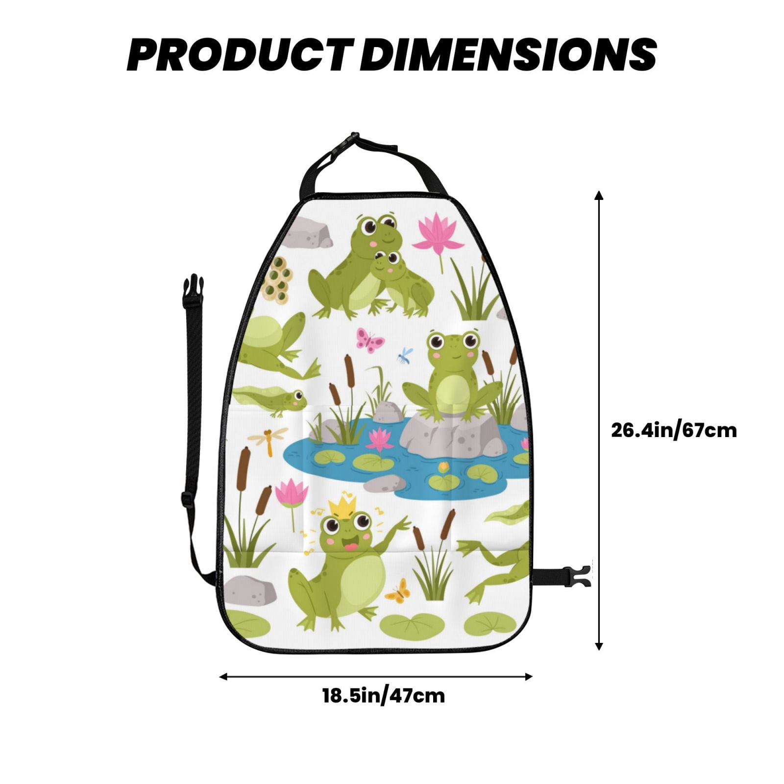 Xecao Cartoon Frogs Pattern Car Seat Back Protector 2 Pack Large Capacity Pocket, Kick Mats Back Seat Protector