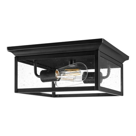 

Edgehill 2-Light Matte Black Outdoor Flush Mount Light with Clear Seeded Glass Shade