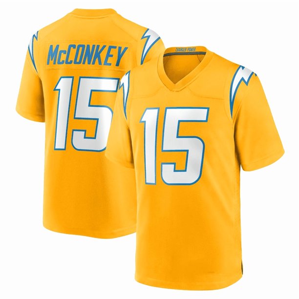 Camiseta de fútbol americano alternativa dorada de #15 Ladd McConkey para hombre (XXL)