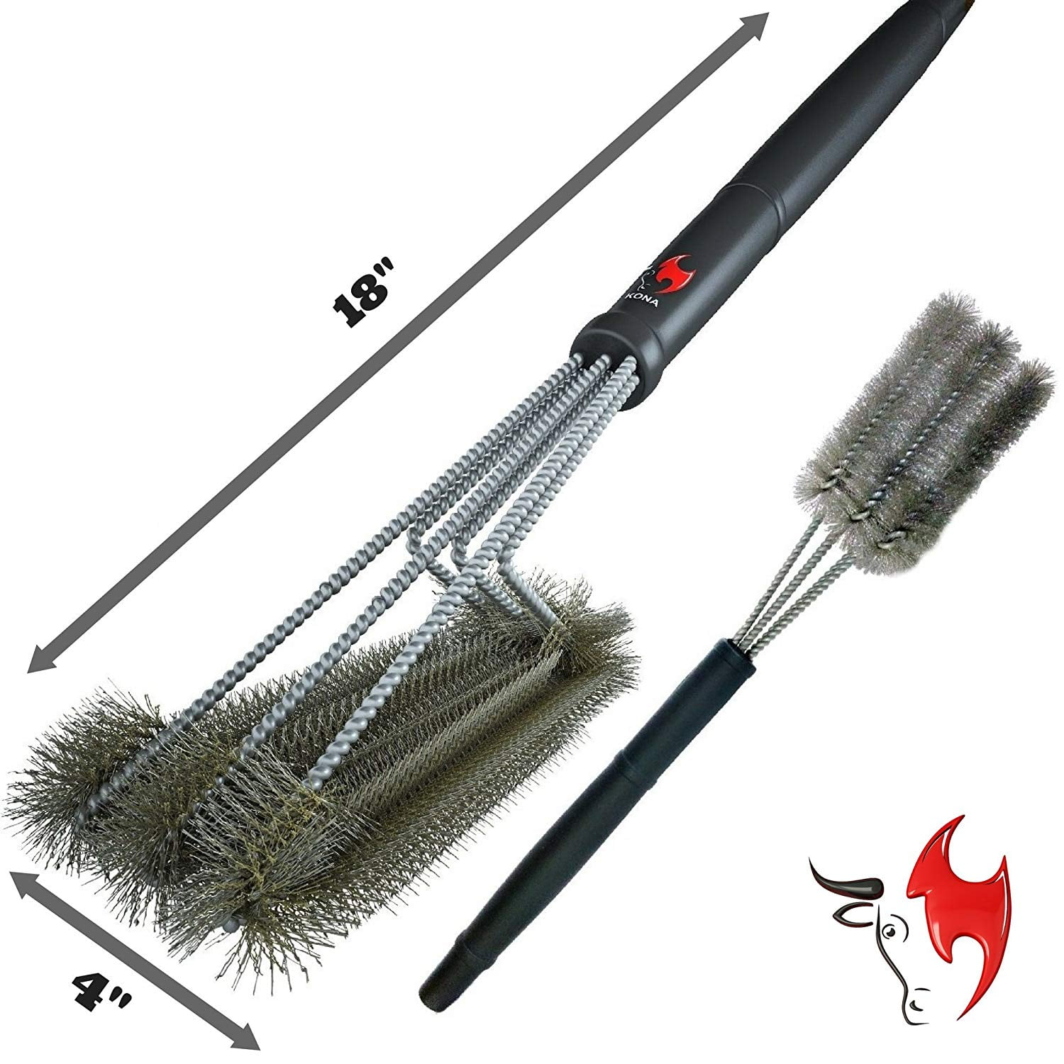 Kona 360° Clean Grill Brush Stainless Steel 3-in-Grill Cleaner
