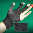 thumbnail image 5 of Open Finger Billiard Pool Gloves Adjustable Sticker Polyester Snooker Pool Gloves Portable Lightweight Reusable Amateur Training Black Cyan, 5 of 5