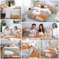 thumbnail image 5 of 3 Piece Orange Grey White Modern Duvet Cover Set California King,Microfiber Comforter/Quilt Cover with Corner Ties and 2 Pillowcases,Abstract Art Oil Painting All Season Bedding with Zipper Closure, 5 of 8