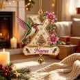 thumbnail image 5 of Clearance! Personalized Letter Christmas Tree Ornament, Hummingbird Floral Custom Name Hanging Pendant, Customized Alphabet Christmas Decorations Indoor, Holiday Wreath & Gift Tag Decor, X, 5 of 7