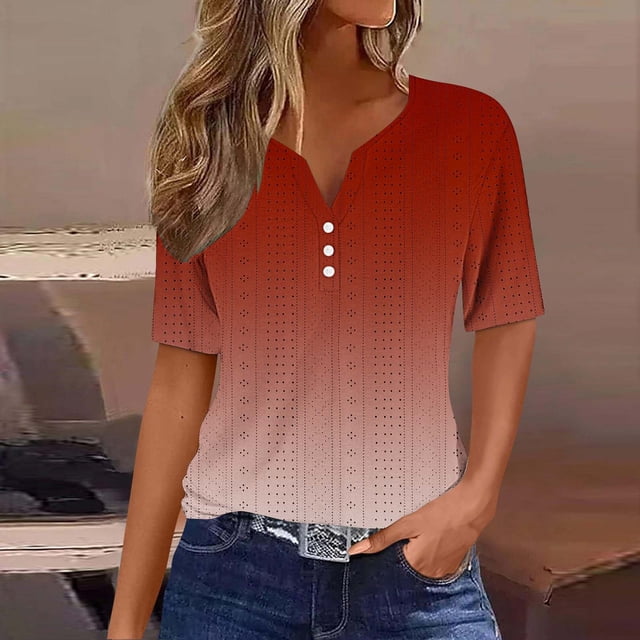 Blouses for Women, Womens V-neck Solid Color T-shirt Top