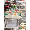 thumbnail image 5 of Outdoor Tablecloth with Umbrella Hole for Patio/Picnic/Party/Camping, Spring Country Floral Waterproof Table Cloth Round Cover Washable, Watercolor Flowers Vases Grid Cream (Dia 54"), 5 of 9