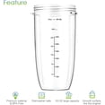 thumbnail image 3 of Ensemble de 7 Pcs Gobelets de Mixeur et Lame de Rechange 32oz Grande Tasse avec 1 Couvercle Rabattable et 1 Anneau de Couvercle et Lame Extracteur Premium Compatible avec Mixeur 600w/900w, 3 of 8