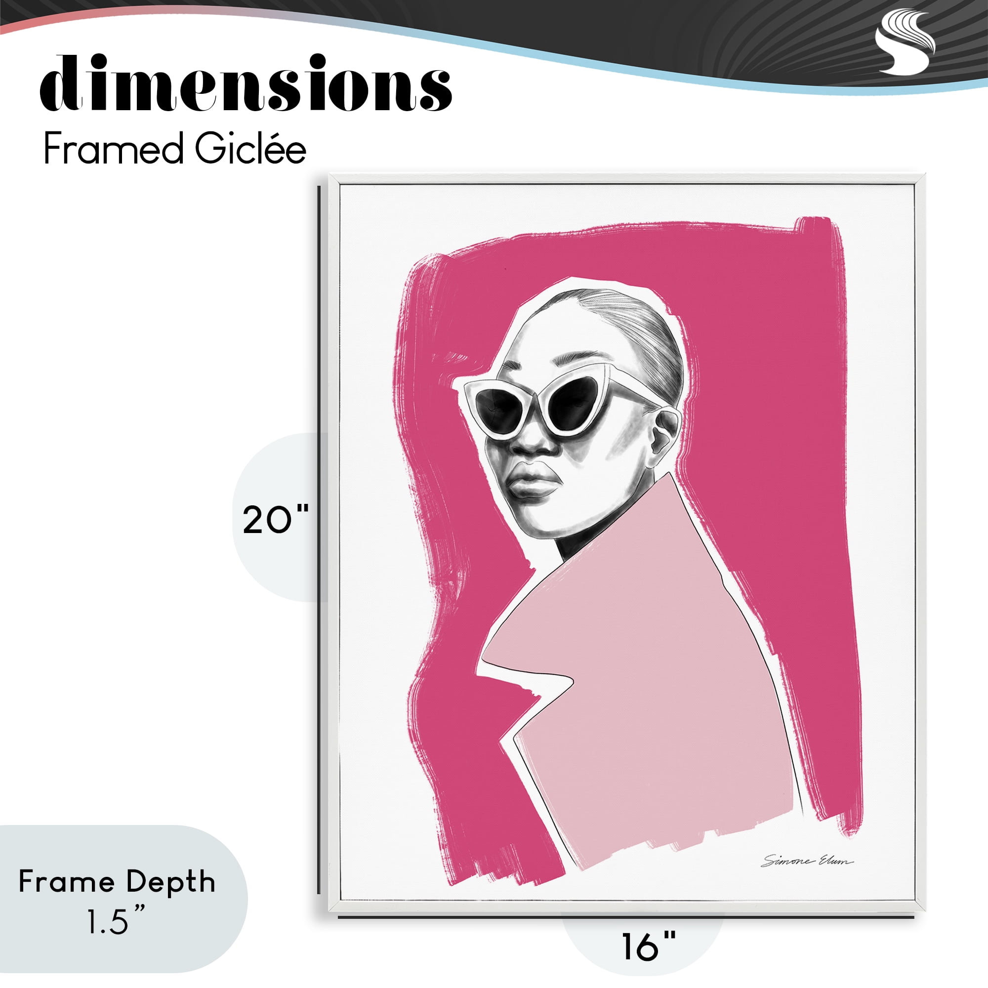 Stupell Industries Pink Attitude Fashion Portrait White Framed Giclee Art, design by Simone Elum