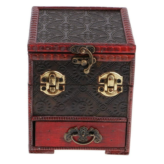 Joyería de Bloqueo Retro Joya Caja de Almacenamiento 14x12cm - Tamaño: 14 x 12.5 x 14cm