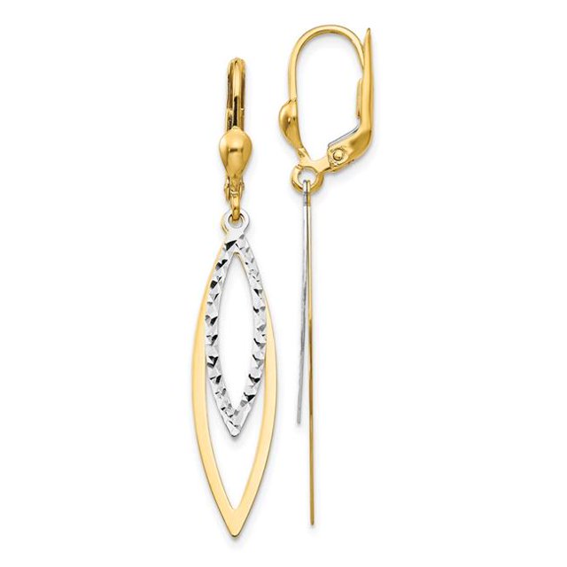 Quality Gold TL305 14K Two-Tone Diamond-Cut Leverback Earrings