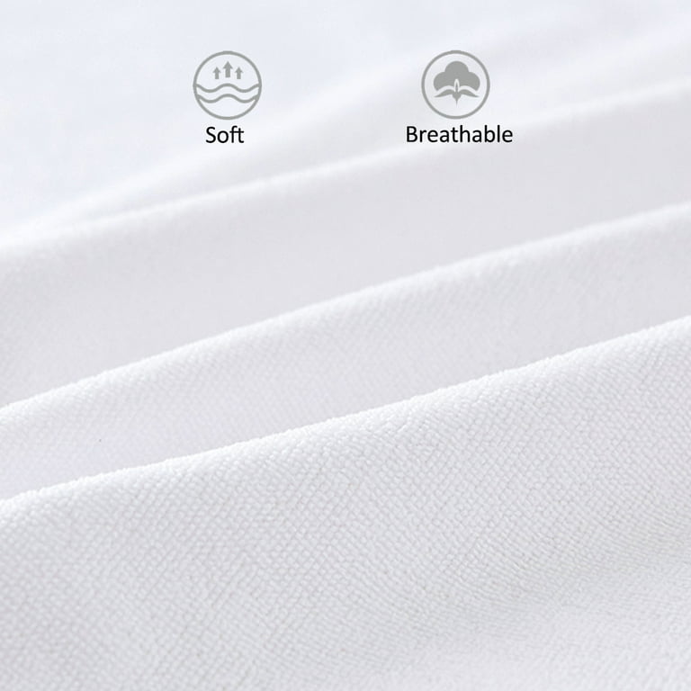 Lunsing Queen Mattress Protector Waterproof Breathable Noiseless Queen Mattress Pad with Deep Pocket for 6-18 Inches Mattress White