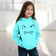 thumbnail image 2 of Arlun Toddler Girls Hoodies Cute Cat-Face Printed Kids Pullover Sweatshirts Loose Soft Comfortable Long Sleeve Hooded Tops with Pocket Child Casual Sports Outfits Blue 9-10Years, 2 of 4