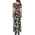 thumbnail image 3 of INSPIRE CHIC Women's Floral Square Neck Crop Blouse and Tie Waist Wide Leg Pants Set, 3 of 6