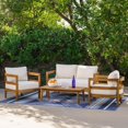 thumbnail image 5 of Linon Seacrest Loveseat/Table/2 Chair Set & Beige Cushions in Brown Acacia Wood, 5 of 16
