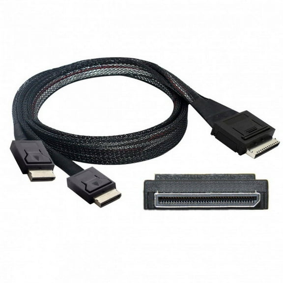 CY OCuLink PCIe PCI-Express SFF-8611 8x 8-Lane to Dual SFF-8611 Oculink 4x SSD Data Active Cable 50cm