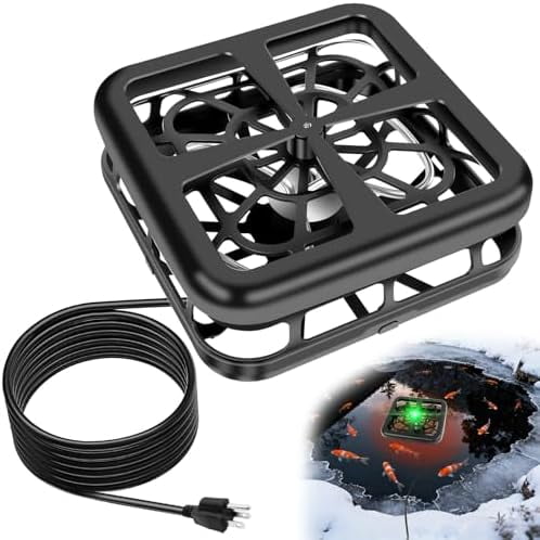 Floating & Submersible Pond Heater, 1500W Pond Heaters for Outdoor Ponds with Fish, Thermostat Control Pond Deicer with Indicator Lights, Koi Pond Stock Tank Water Trough Heater for Winter