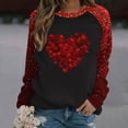 thumbnail image 2 of Penkiiy Hauts de Mode à Manches Longues pour Femmes, Col Rond Mignon, Blouse Tendance, Saint-Valentin 2025, Grande Taille, Imprimé Cœur d'Amour, S Rouge, 2 of 4